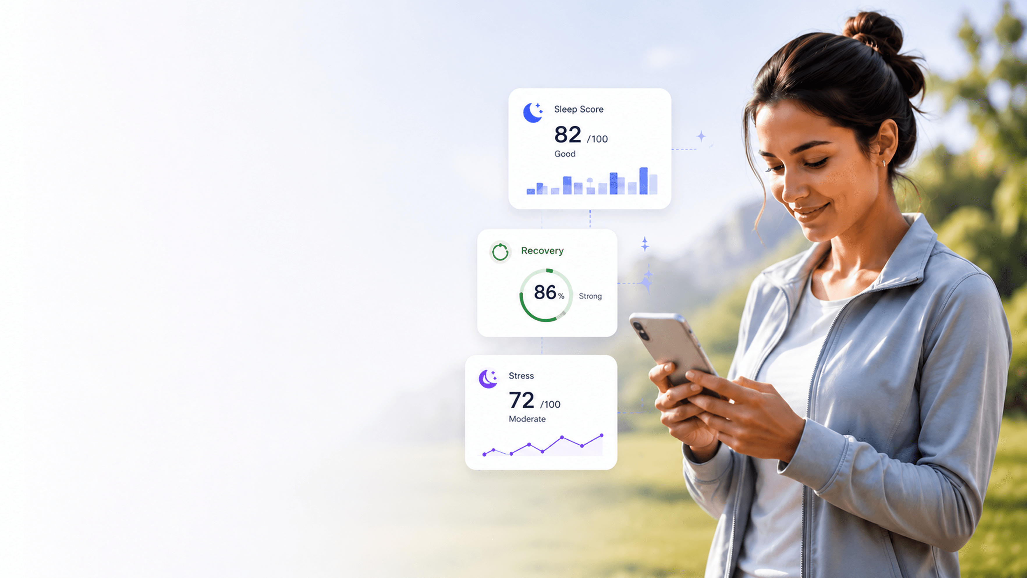 Woman reviewing AI health insights on her phone